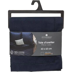 Taie d'oreiller en coton - bleu encre 63x63 cm - Atmosphera><noscript><img width=