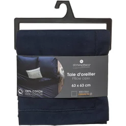 Taie d'oreiller en coton - bleu encre 63x63 cm - Atmosphera><noscript><img width=