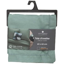 Taie d'oreiller en coton - vert céladon 63x63 cm - Atmosphera><noscript><img width=