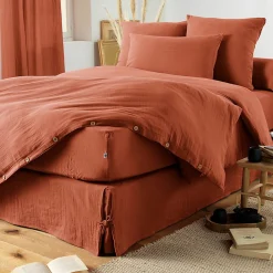 Taie d'oreiller en double gaze de coton 50 x 70 cm Terracotta>L'Effet Papillon Discount