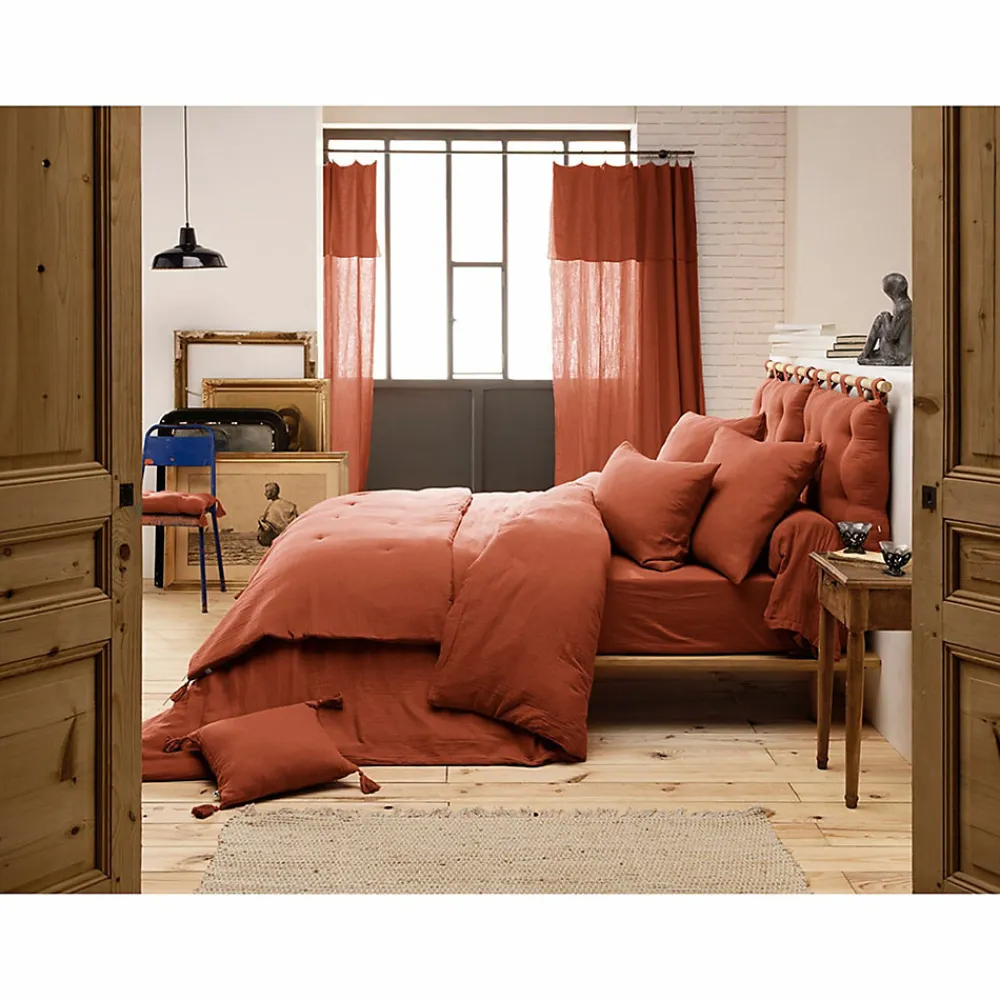 Taie d'oreiller en double gaze de coton 50 x 70 cm Terracotta>L'Effet Papillon Discount