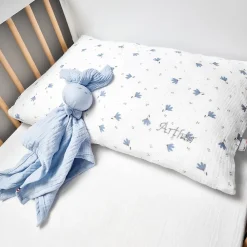 Sevira Kids Taie d'oreiller en gaze de coton Bleuet* Taie D'Oreiller