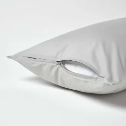 Homescapes Taie d'oreiller gris acier 100% coton égyptien 200 fils, 40x80 cm -* Taie D'Oreiller