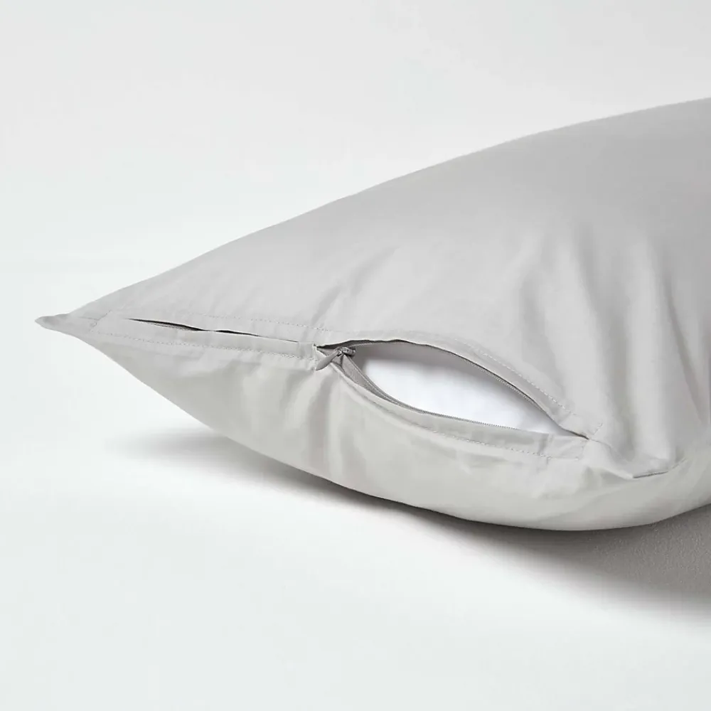 Homescapes Taie d'oreiller gris acier 100% coton égyptien 200 fils, 40x80 cm -* Taie D'Oreiller