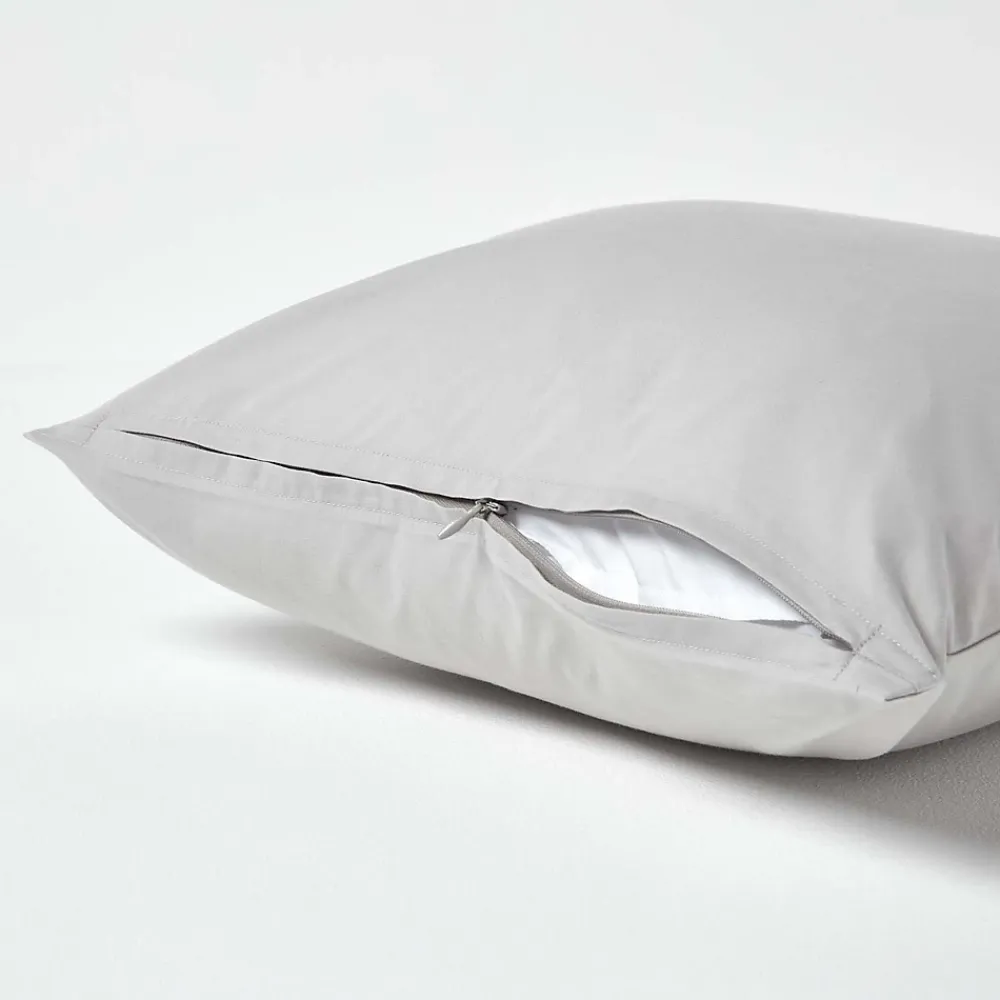 Homescapes Taie d'oreiller gris acier 100% coton égyptien 200 fils, 40x40 cm -* Taie D'Oreiller