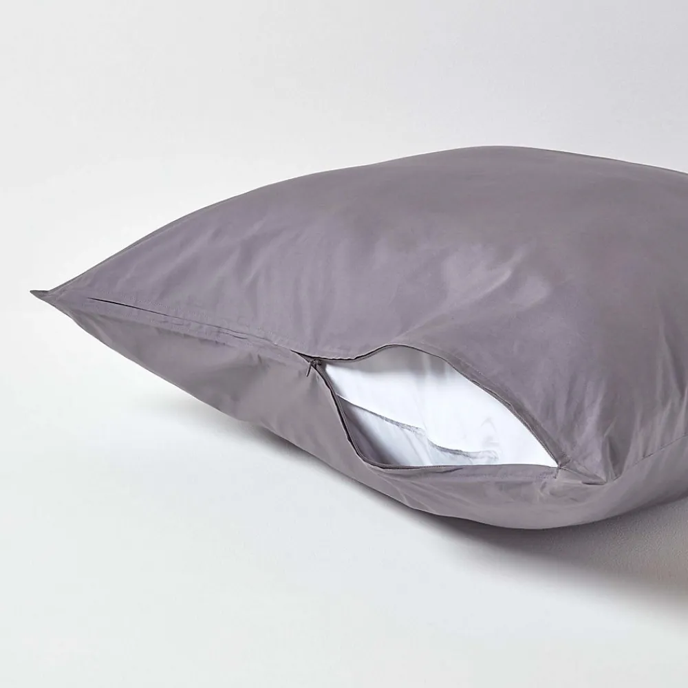 Taie d'oreiller gris foncé 100% coton égyptien 200 fils, 80x80 cm ->Homescapes New