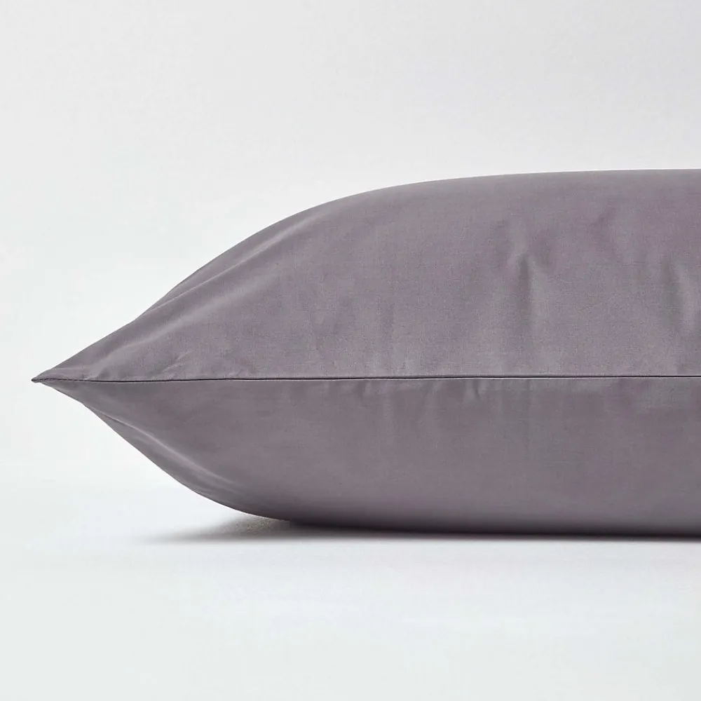 Taie d'oreiller gris foncé 100% coton égyptien 200 fils, 40x80 cm ->Homescapes Outlet