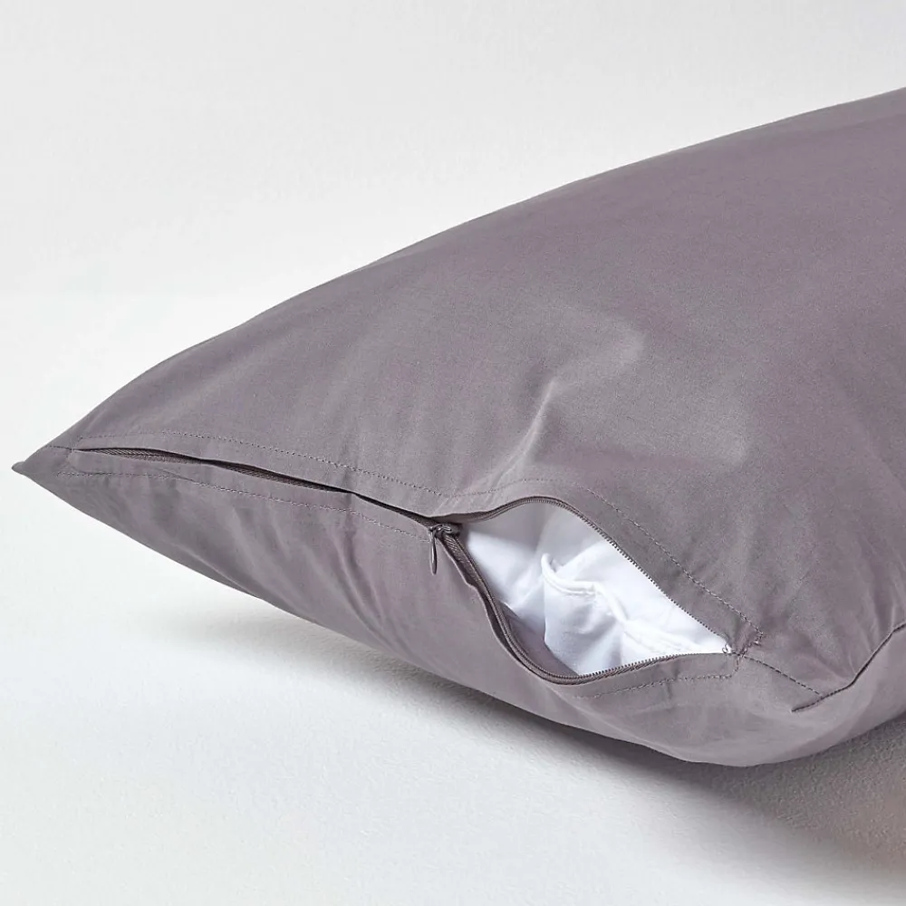 Taie d'oreiller gris foncé 100% coton égyptien 200 fils, 40x80 cm ->Homescapes Outlet