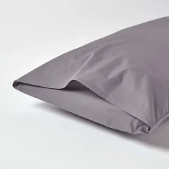 Homescapes Taie d'oreiller gris foncé 100% coton égyptien 200 fils, 50x75 cm -* Taie D'Oreiller