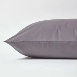 Homescapes Taie d'oreiller gris foncé 100% coton égyptien 200 fils, 50x75 cm -* Taie D'Oreiller