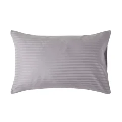 Homescapes Taie d'oreiller gris satin rayé en coton égyptien 330 fils, 50x75 cm -* Taie D'Oreiller
