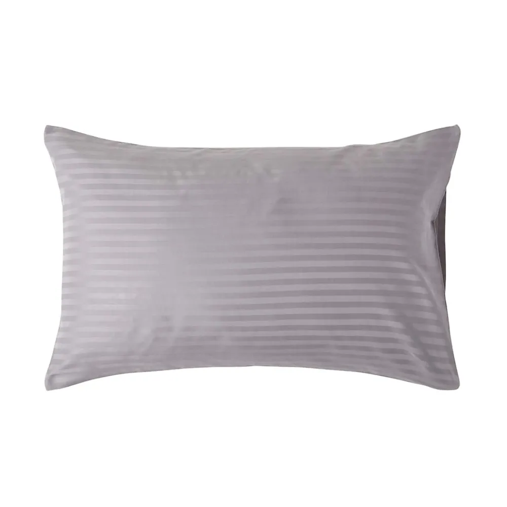 Homescapes Taie d'oreiller gris satin rayé en coton égyptien 330 fils, 50x75 cm -* Taie D'Oreiller