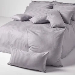 Taie d'oreiller gris satin rayé en coton égyptien 330 fils, 40x40 cm -><noscript><img width=