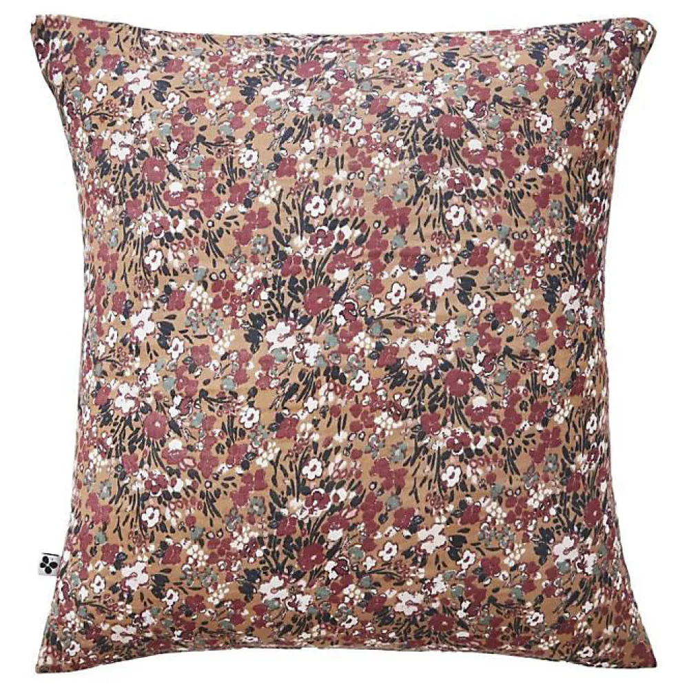 L'Effet Papillon Taie d'oreiller imprimée "Capucine" 60 x 60 cm & 50 x 70 cm "Gaze de Coton" - Capucine Camel - 60 x 60 cm* Taie D'Oreiller