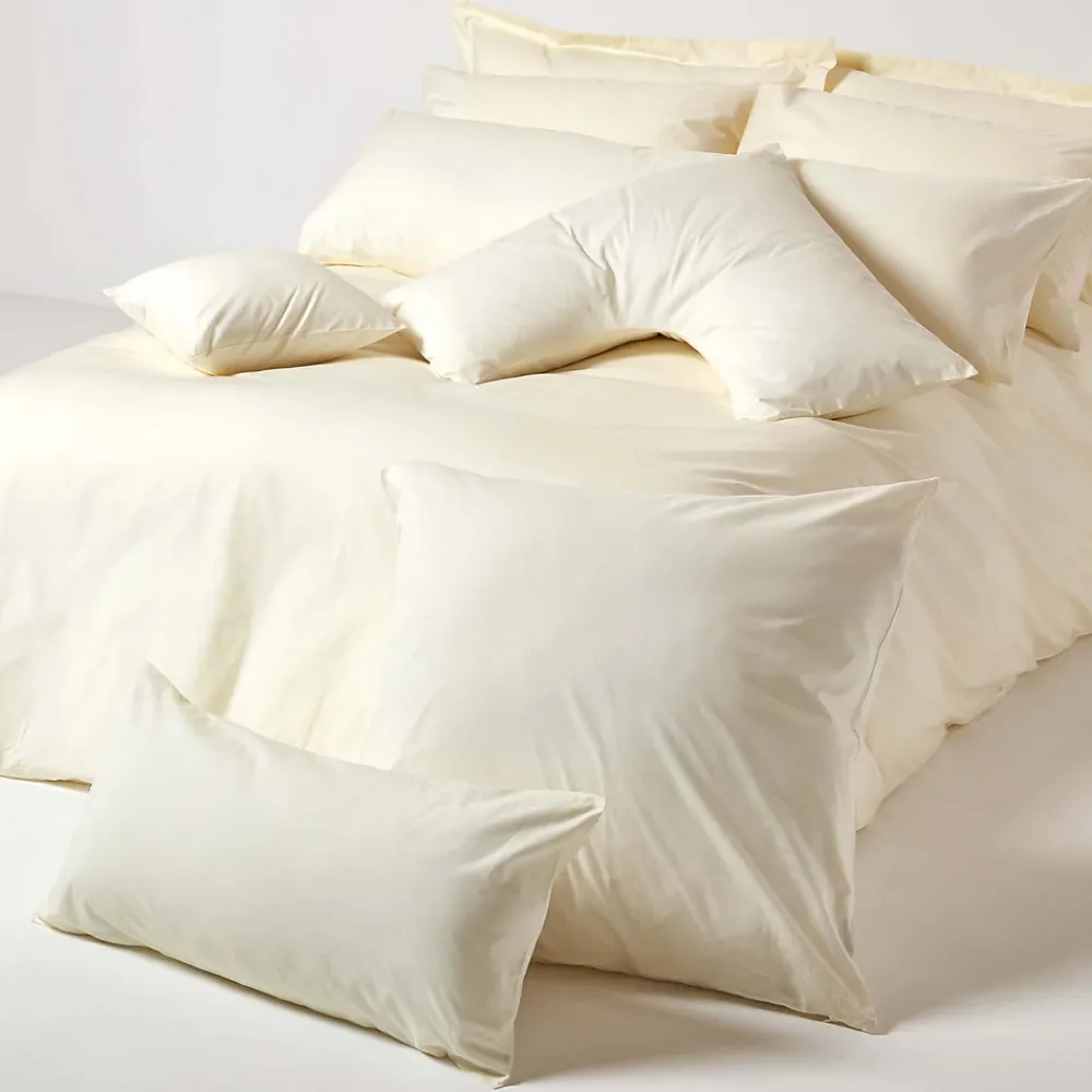 Homescapes Taie d'oreiller ivoire 100% coton égyptien 200 fils, 80x80 cm -* Taie D'Oreiller