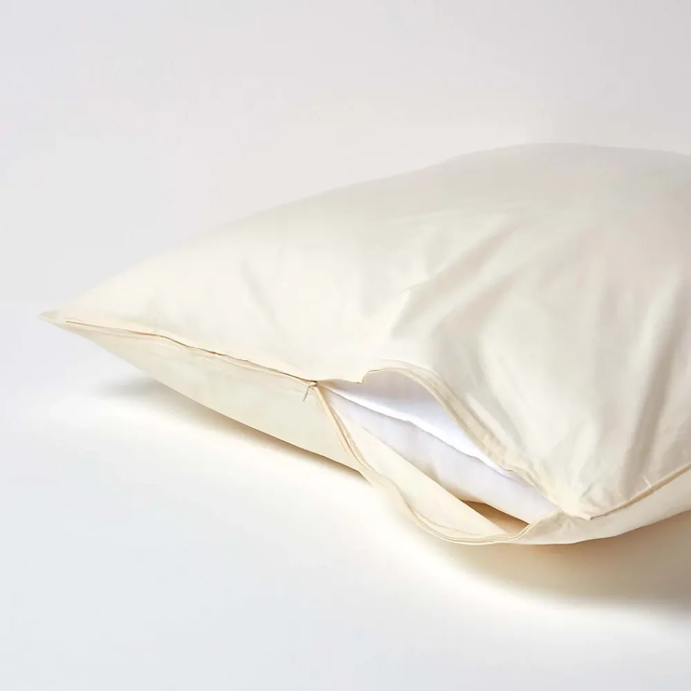 Homescapes Taie d'oreiller ivoire 100% coton égyptien 200 fils, 80x80 cm -* Taie D'Oreiller
