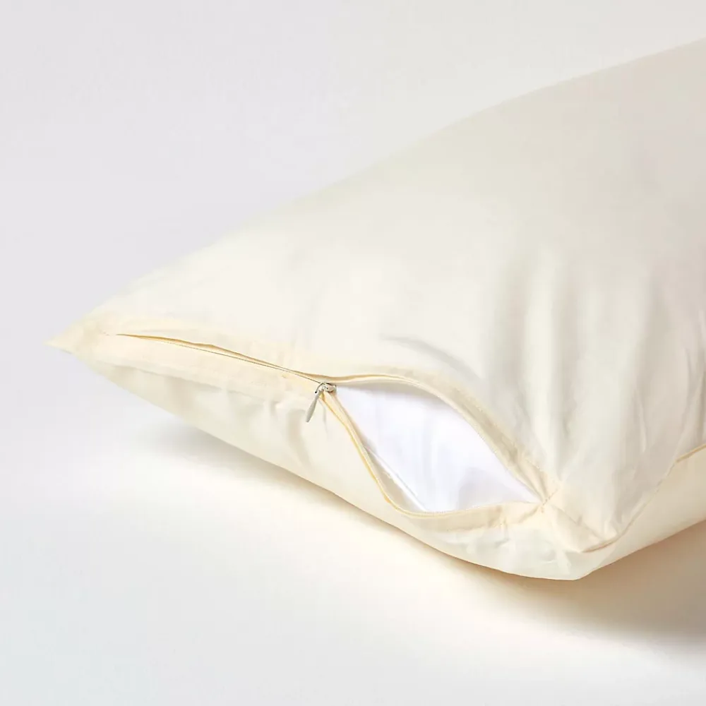 Homescapes Taie d'oreiller ivoire 100% coton égyptien 200 fils, 40x80 cm -* Taie D'Oreiller
