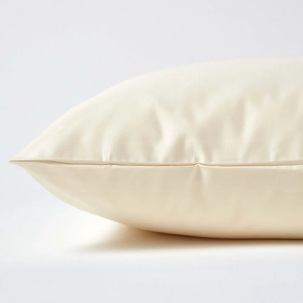 Taie d'oreiller ivoire en satin de coton égyptien 1000 fils, 50x75 cm ->Homescapes Discount