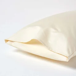 Taie d'oreiller ivoire en satin de coton égyptien 1000 fils, 50x75 cm -><noscript><img width=