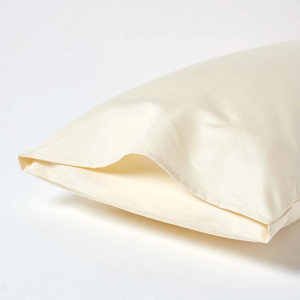 Taie d'oreiller ivoire en satin de coton égyptien 1000 fils, 50x75 cm ->Homescapes Discount