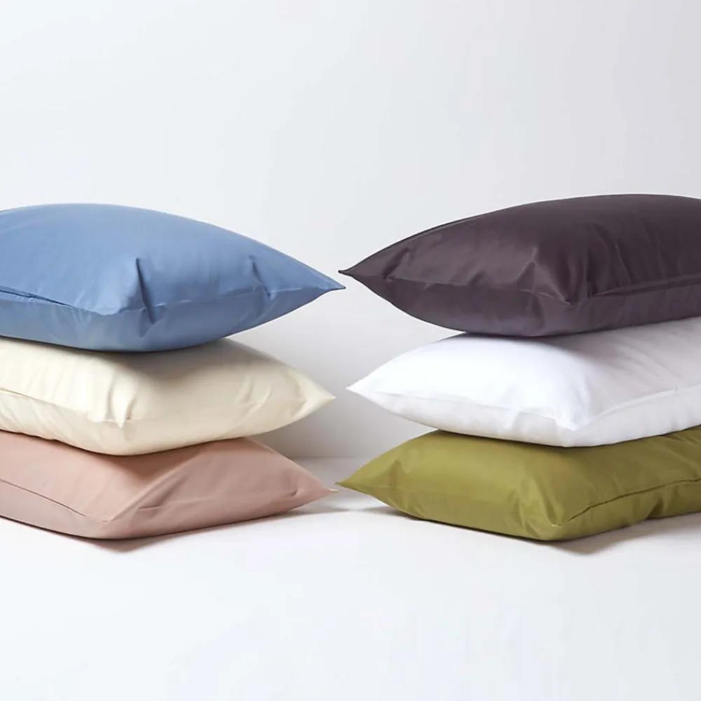 Taie d'oreiller ivoire en satin de coton égyptien 1000 fils, 50x75 cm ->Homescapes Discount