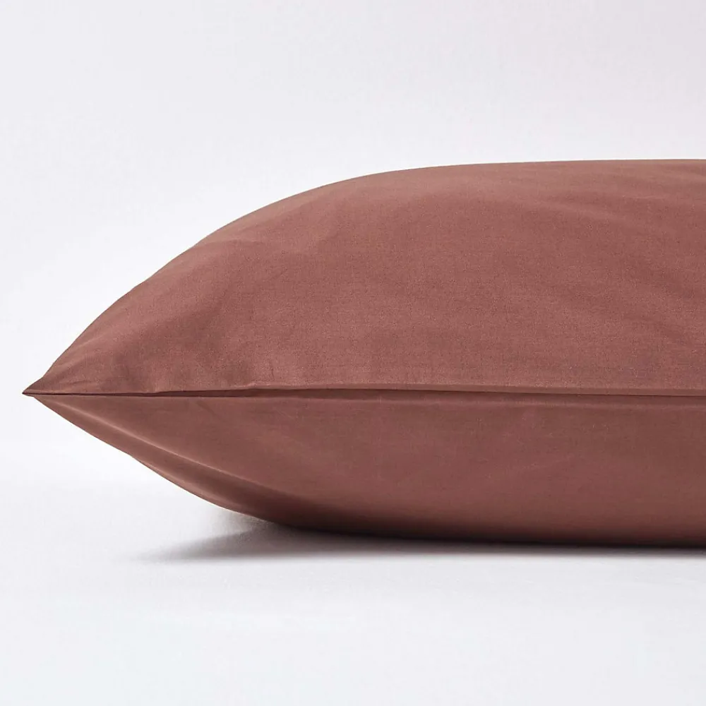 Taie d'oreiller marron chocolat 100% coton égyptien 200 fils, 60x60 cm ->Homescapes New