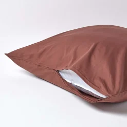 Taie d'oreiller marron chocolat 100% coton égyptien 200 fils, 60x60 cm -><noscript><img width=