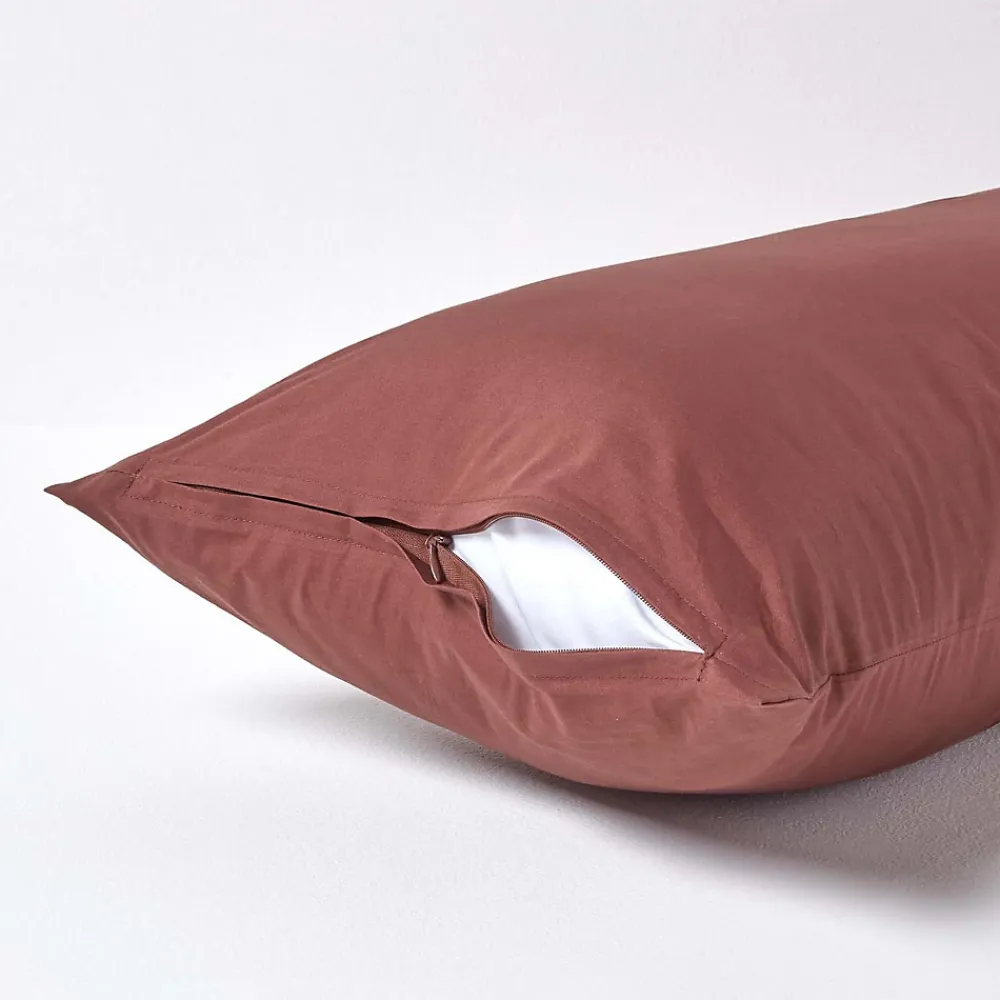 Homescapes Taie d'oreiller marron chocolat 100% coton égyptien 200 fils, 40x80 cm -* Taie D'Oreiller