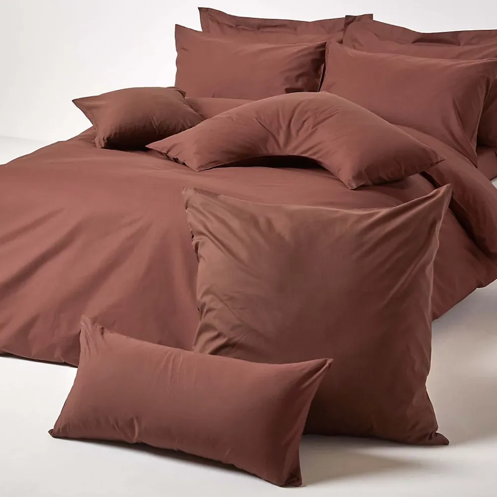 Homescapes Taie d'oreiller marron chocolat 100% coton égyptien 200 fils, 40x80 cm -* Taie D'Oreiller
