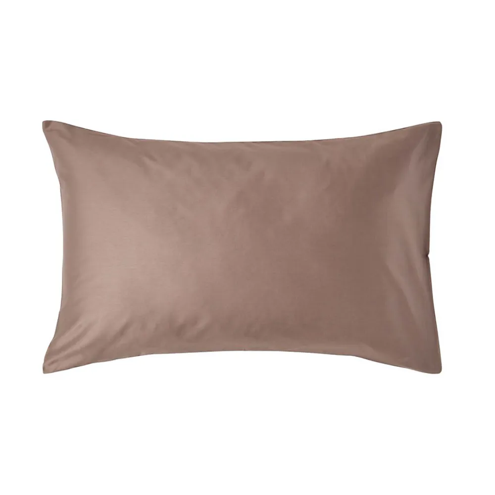 Taie d'oreiller marron en coton égyptien bio 400 fils, 50x75 cm ->Homescapes Discount
