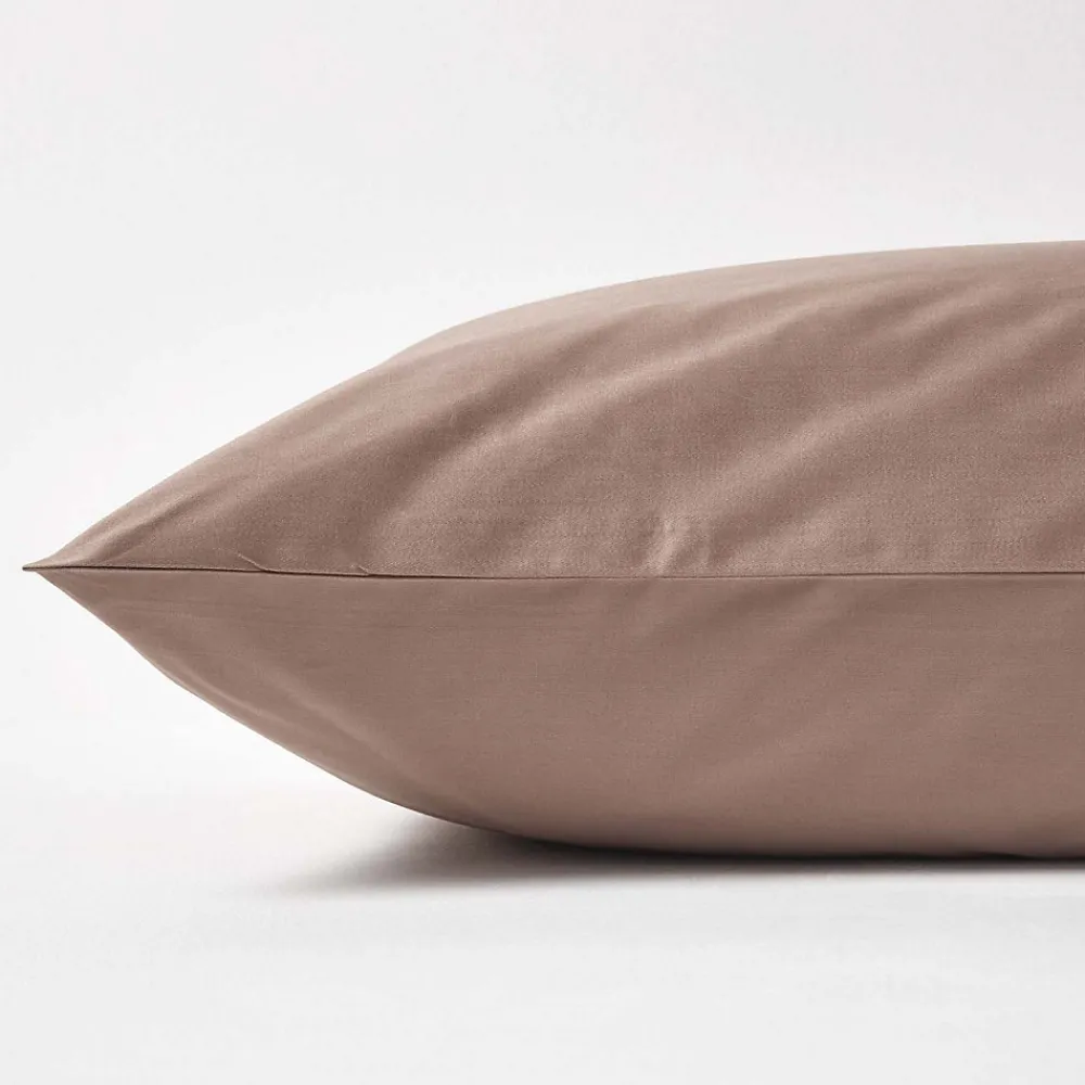 Taie d'oreiller marron en coton égyptien bio 400 fils, 50x75 cm ->Homescapes Discount