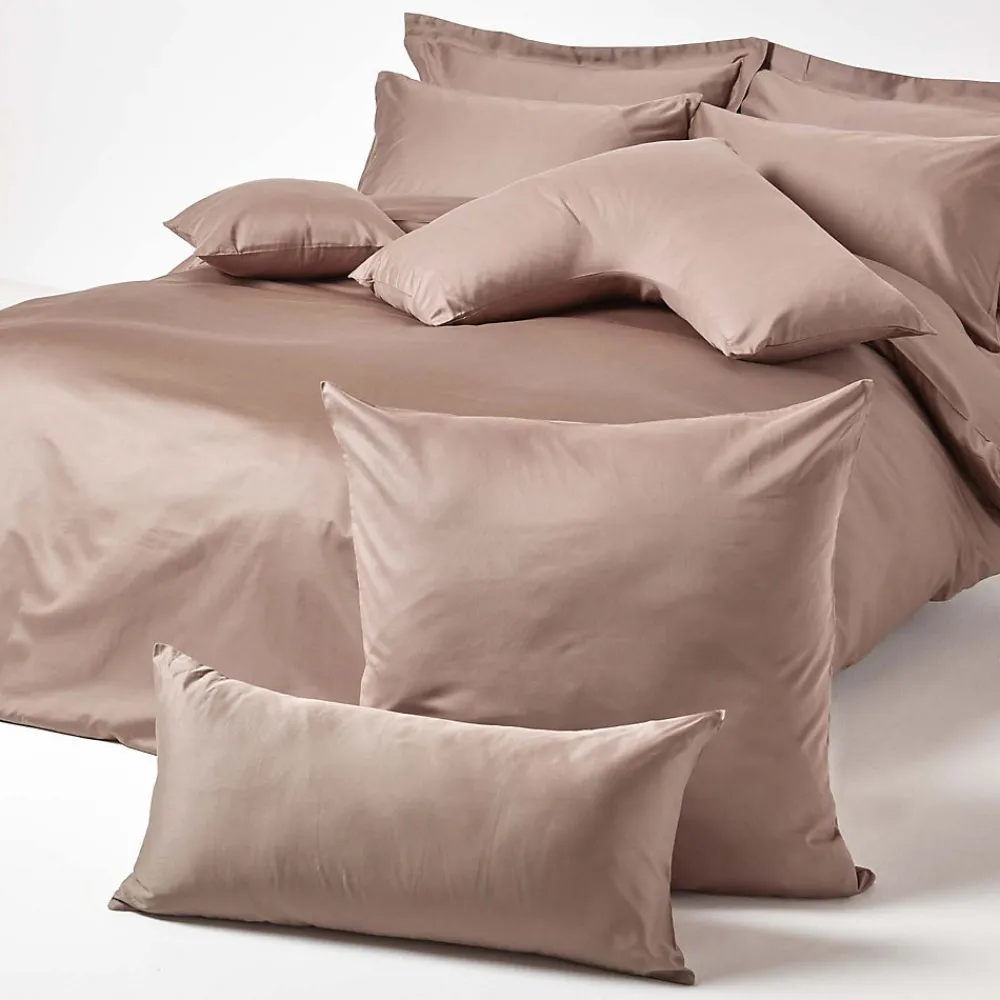 Taie d'oreiller marron en coton égyptien bio 400 fils, 50x75 cm ->Homescapes Discount