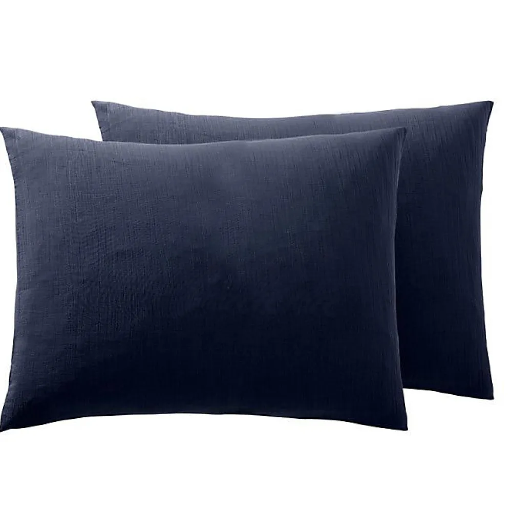 Taie d'oreiller "Noah" 50 x 70 cm "Gaze de Coton" - Noah Bleu Nuit>Coton Pur Online
