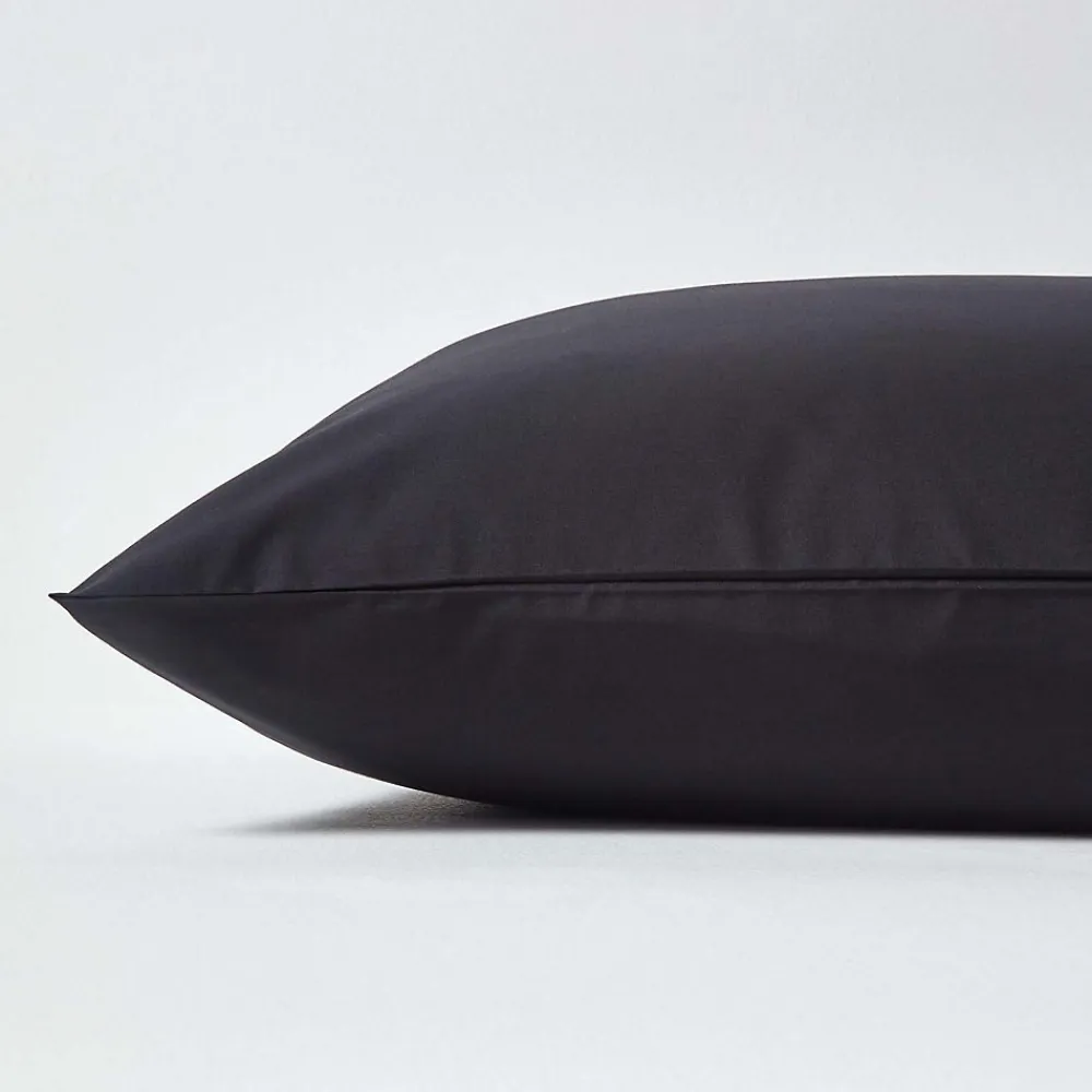 Taie d'oreiller noir 100% coton égyptien 200 fils, 80x80 cm ->Homescapes New