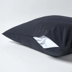 Taie d'oreiller noir 100% coton égyptien 200 fils, 80x80 cm -><noscript><img width=