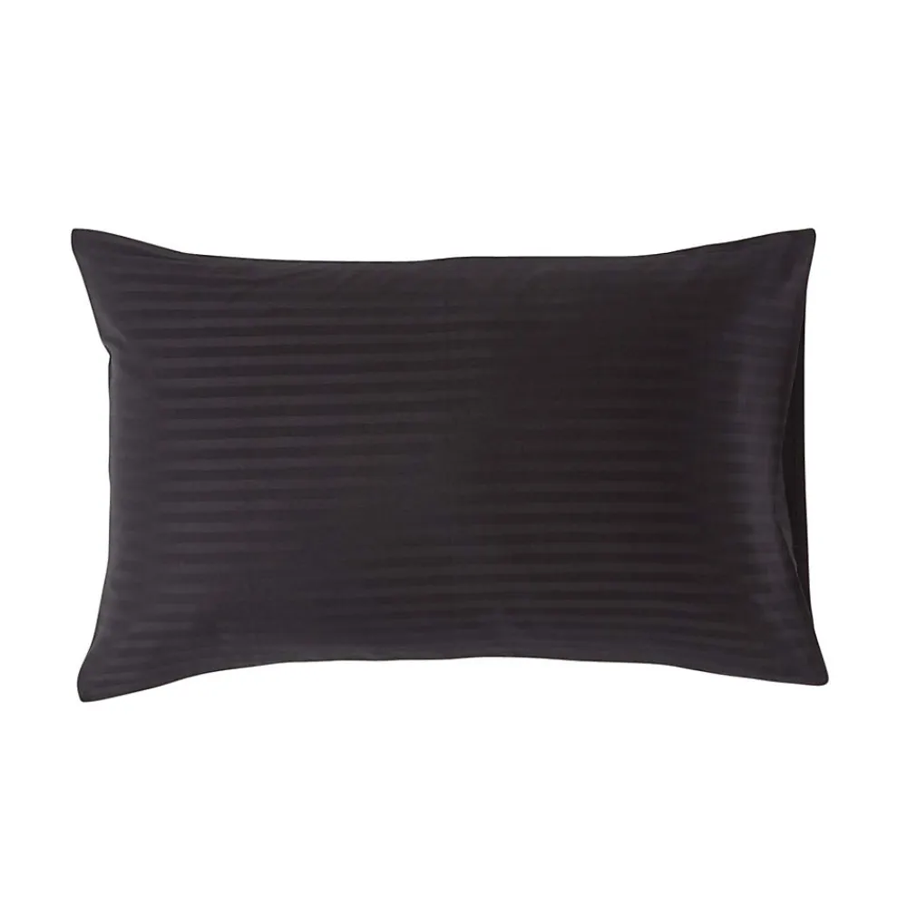 Taie d'oreiller noir satin rayé en coton égyptien 330 fils, 50x75 cm ->Homescapes Online
