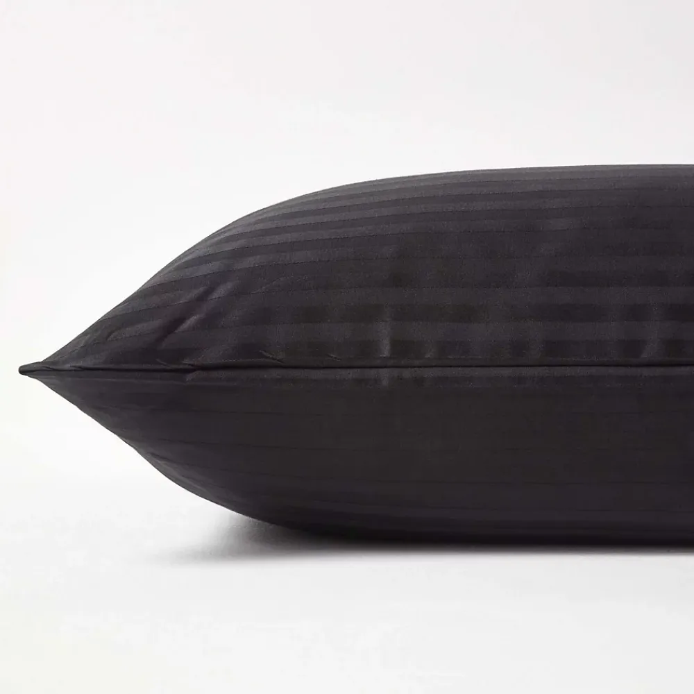 Homescapes Taie d'oreiller noir satin rayé en coton égyptien 330 fils, 40x80 cm -* Taie D'Oreiller