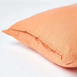 Taie d'oreiller orange en lin lavé, 60x60 cm -><noscript><img width=
