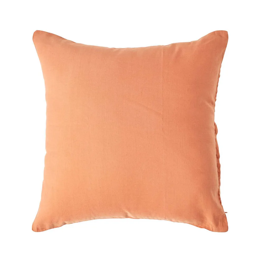 Taie d'oreiller orange en lin lavé, 40x80 cm ->Homescapes