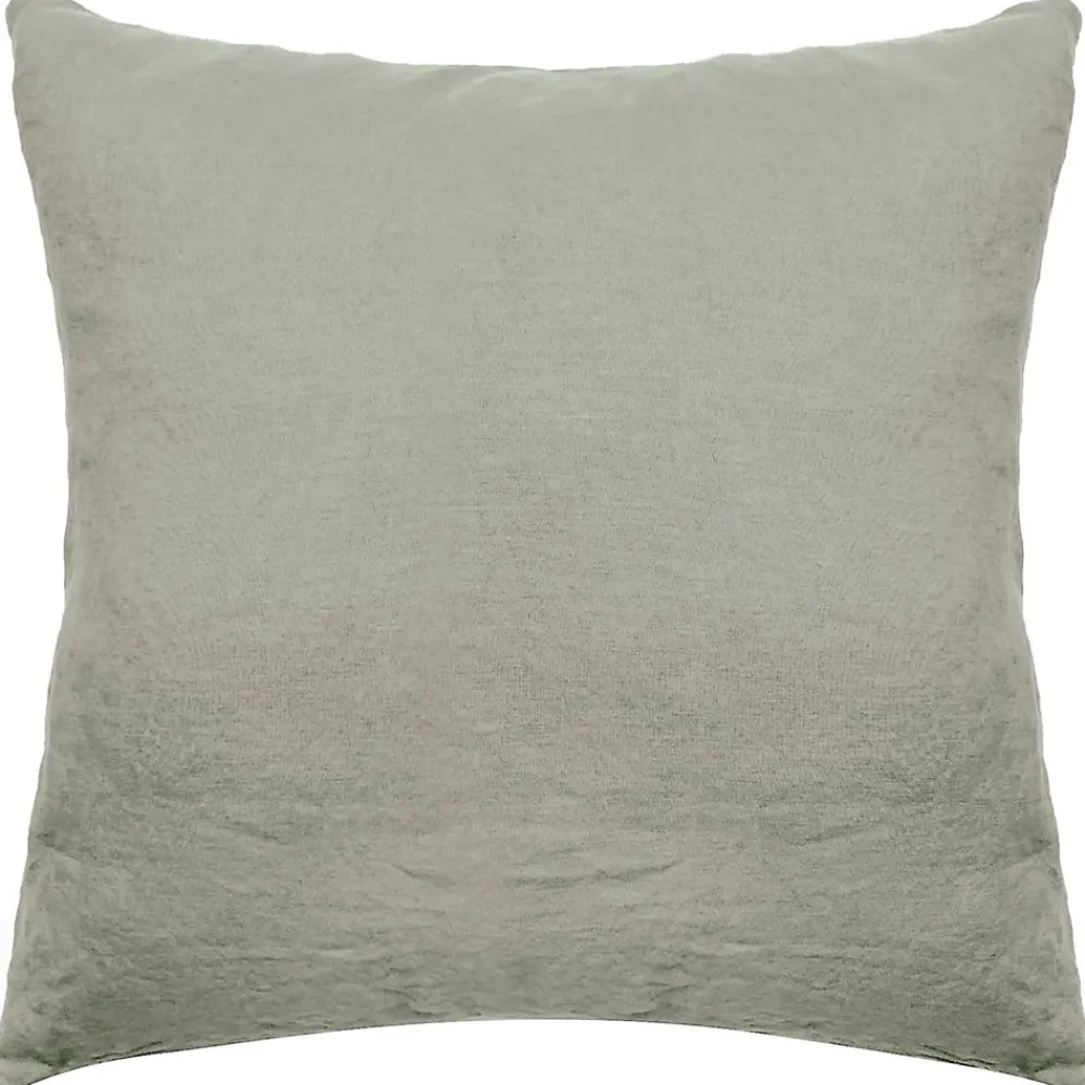 Taie d'oreiller PALACE pur coton lavé 65x65 cm uni vert laurier>Linnea New
