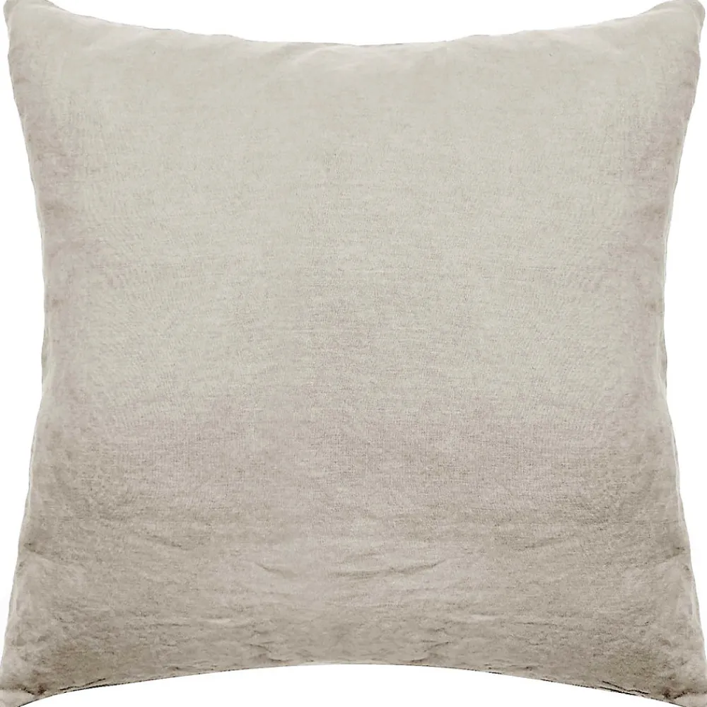 Taie d'oreiller PALACE pur coton lavé 65x65 cm uni beige lin>Linnea Clearance