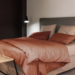 Linnea Taie d'oreiller PALACE pur coton lavé 65x65 cm uni marron terre cuite* Taie D'Oreiller