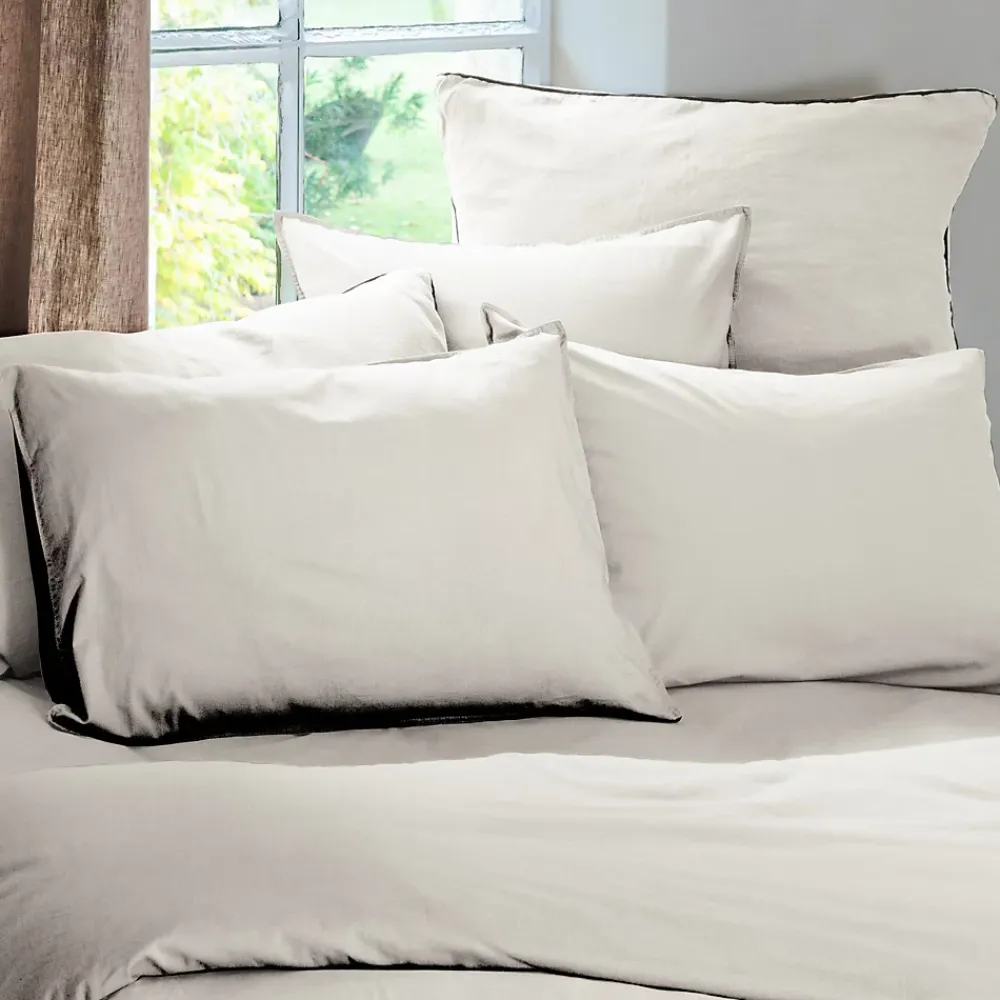 Linnea Taie d'oreiller PALACE pur coton lavé 50x70 cm uni beige naturel* Taie D'Oreiller
