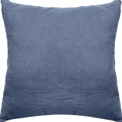 Linnea Taie d'oreiller PALACE pur coton lavé 65x65 cm uni bleu indigo* Taie D'Oreiller