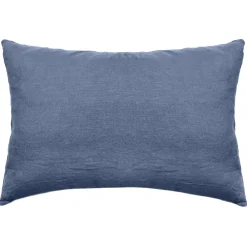 Linnea Taie d'oreiller PALACE pur coton lavé 50x70 cm uni bleu indigo* Taie D'Oreiller