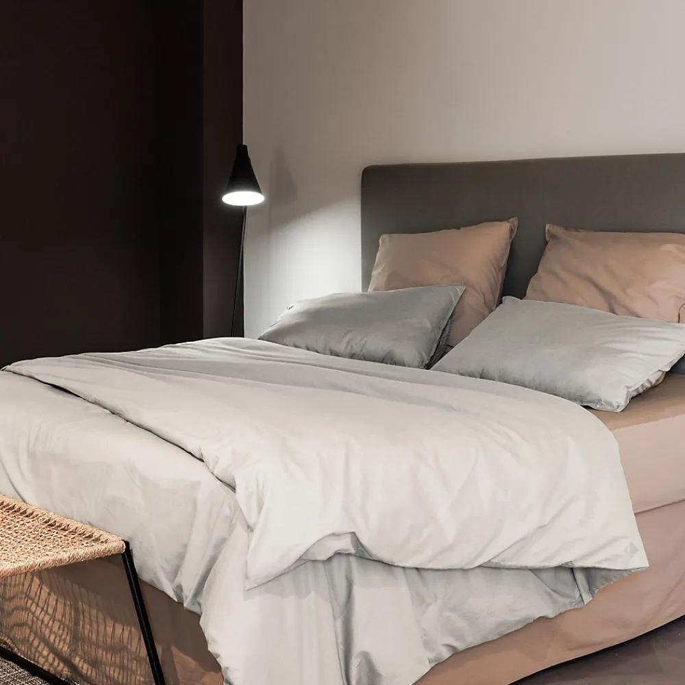 Taie d'oreiller PALACE pur coton lavé 50x70 cm uni beige nacre>Linnea Sale