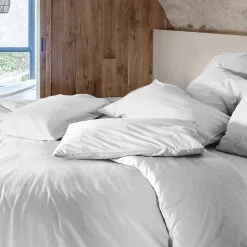 Linnea Taie d'oreiller PALACE pur coton lavé 50x70 cm uni blanc neige* Taie D'Oreiller