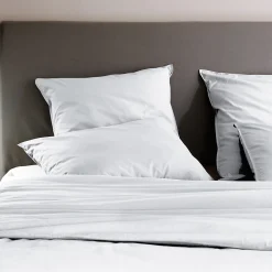 Taie d'oreiller PALACE pur coton lavé 65x65 cm uni blanc neige>Linnea New