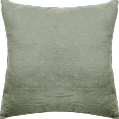 Taie d'oreiller PALACE pur coton lavé 65x65 cm uni vert sauge>Linnea Online