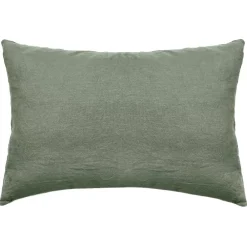 Linnea Taie d'oreiller PALACE pur coton lavé 50x70 cm uni vert mousse* Taie D'Oreiller
